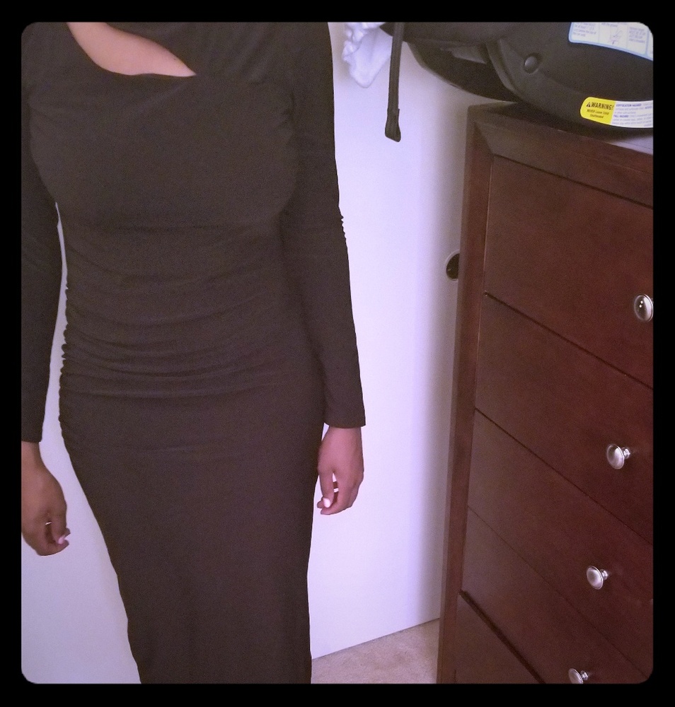 Long black midi dress